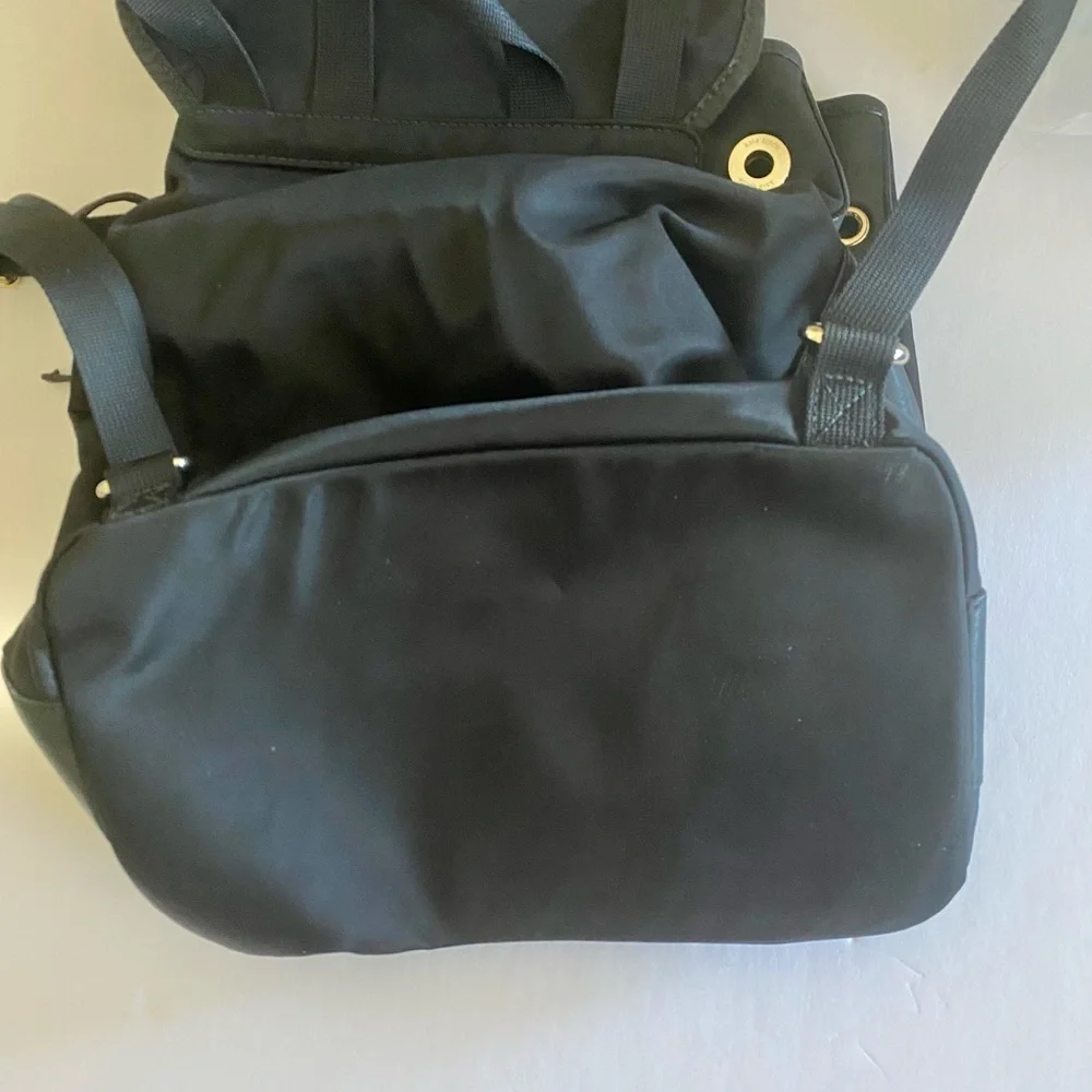 kate spade black nylon leather trim backpack